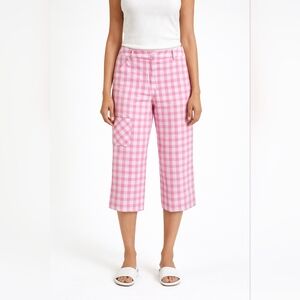 Lilly Pulitzer Pink Gingham Crop Wide-Leg Pants